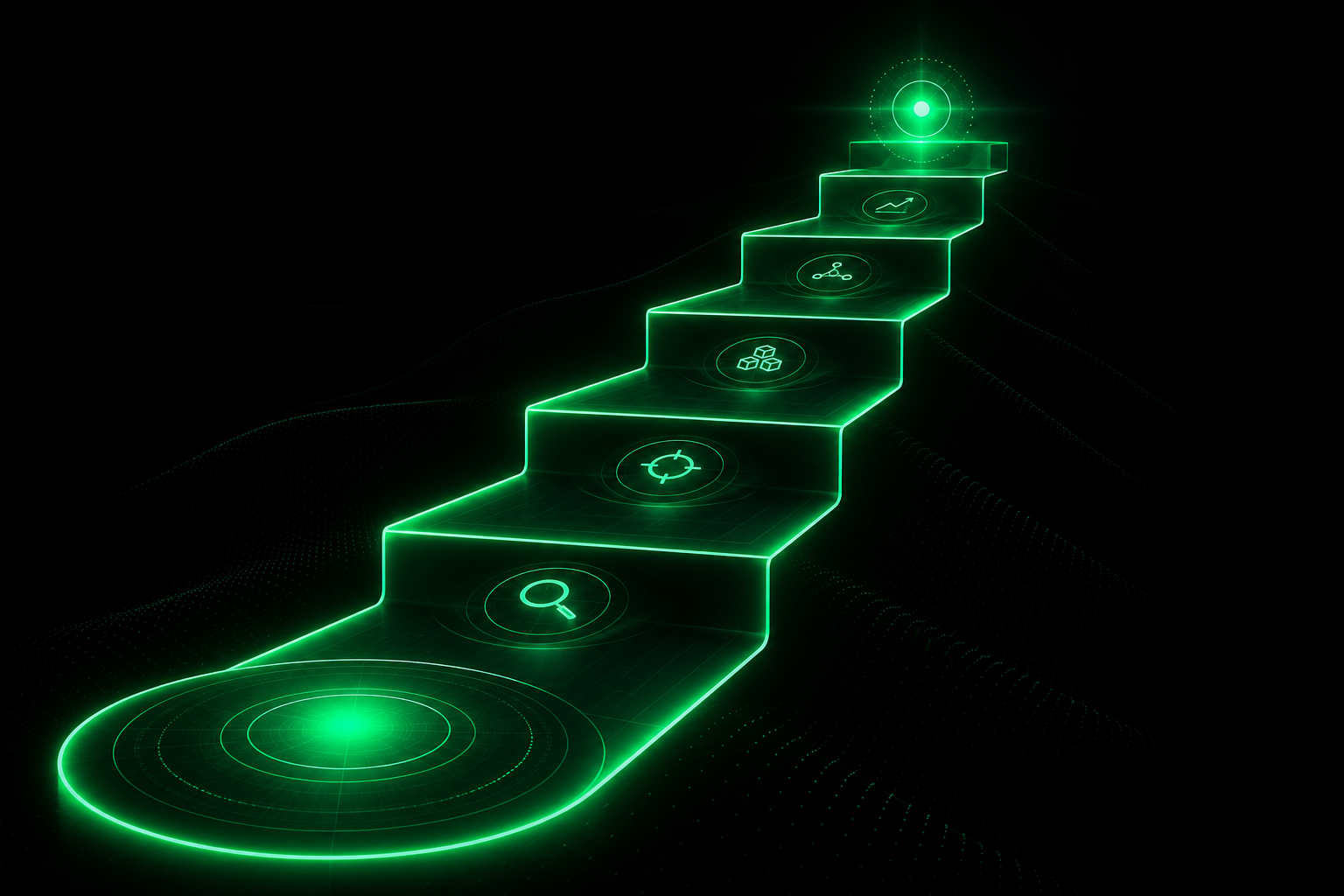 Abstract glowing pathway representing a structured consulting methodology