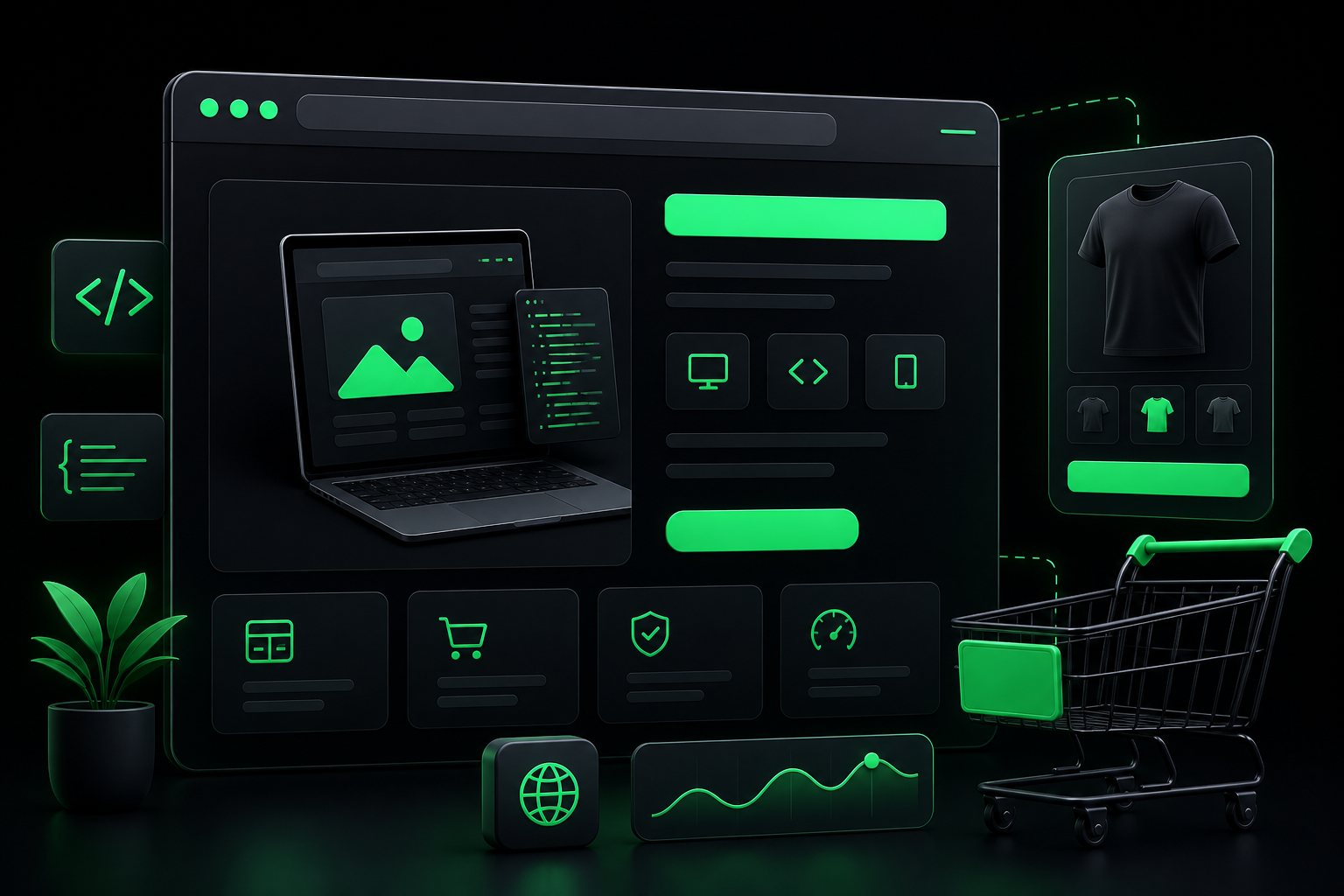 Website and e-commerce development interface concept